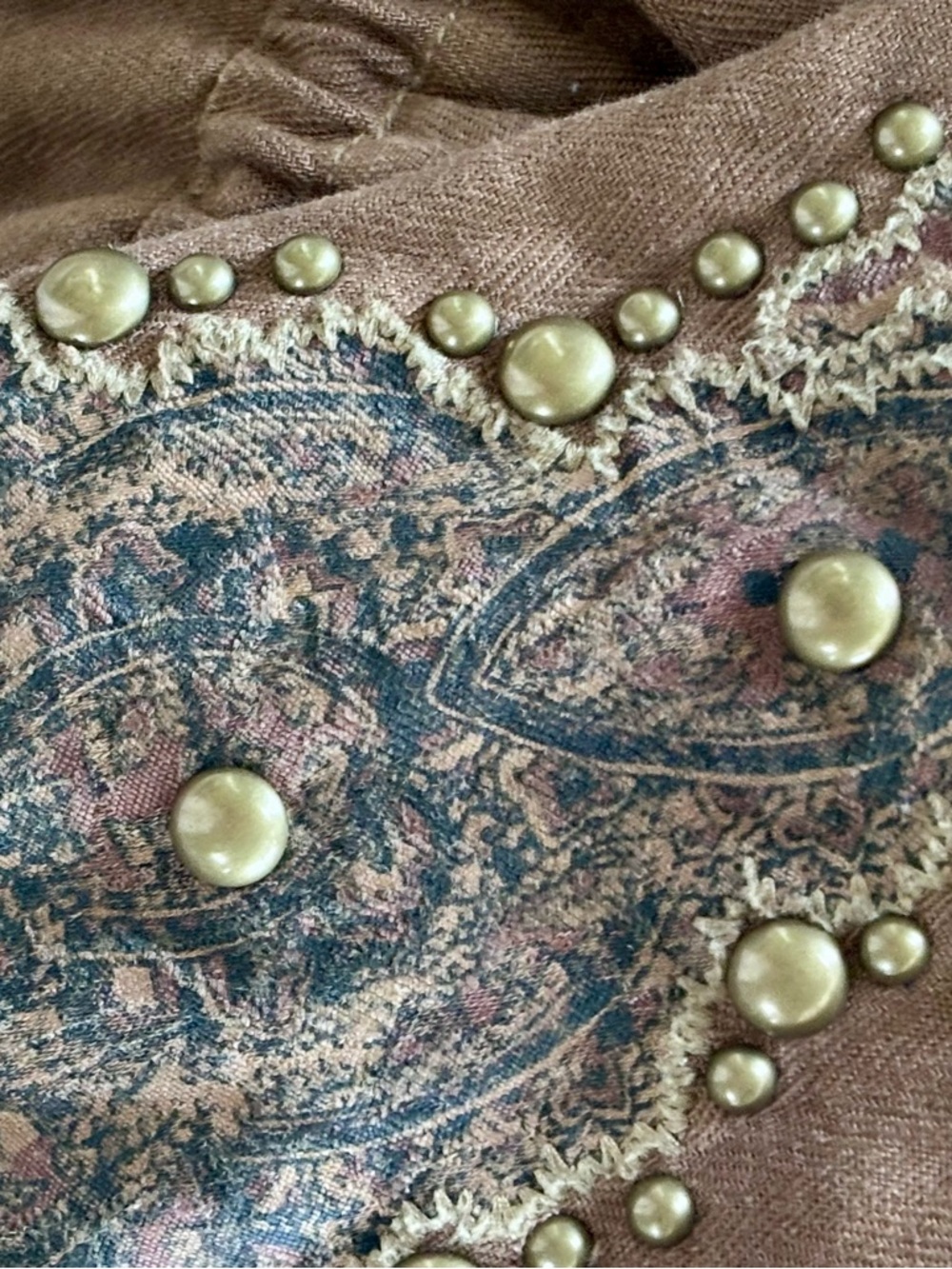 Free People Brown Utility Jacket with Studded Embroidered Sleeves✨ - Picture 3 of 8